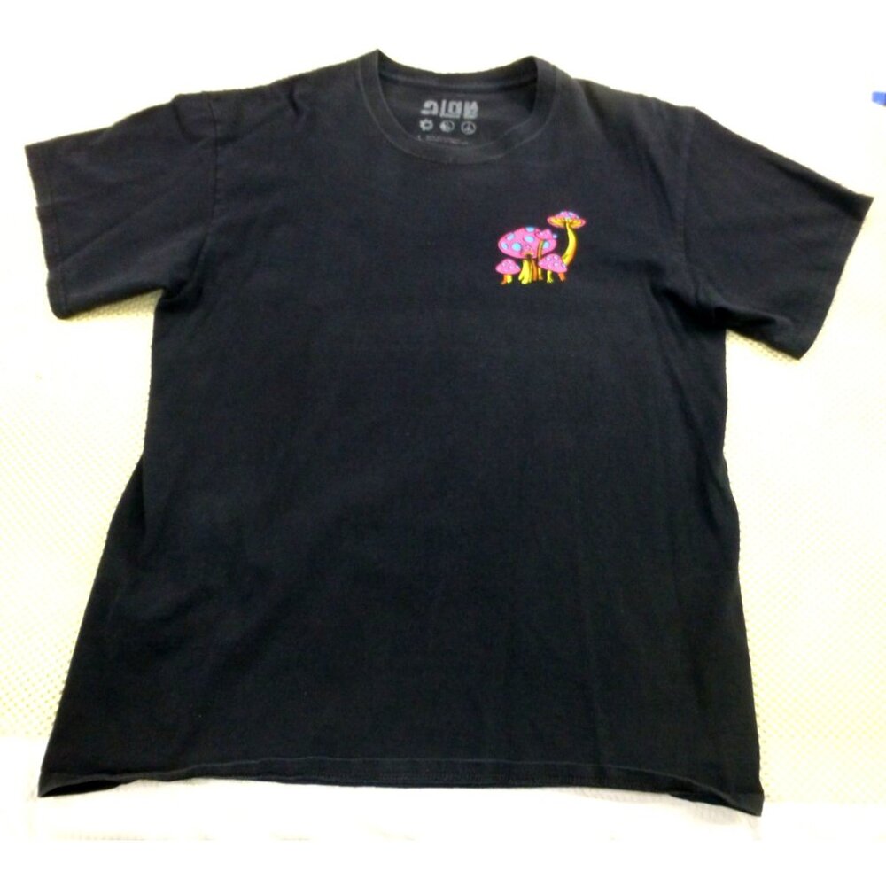 Alab Neon Psychedelic Mushroom Graphic Tee Neon‎ Black Light Large Shirt